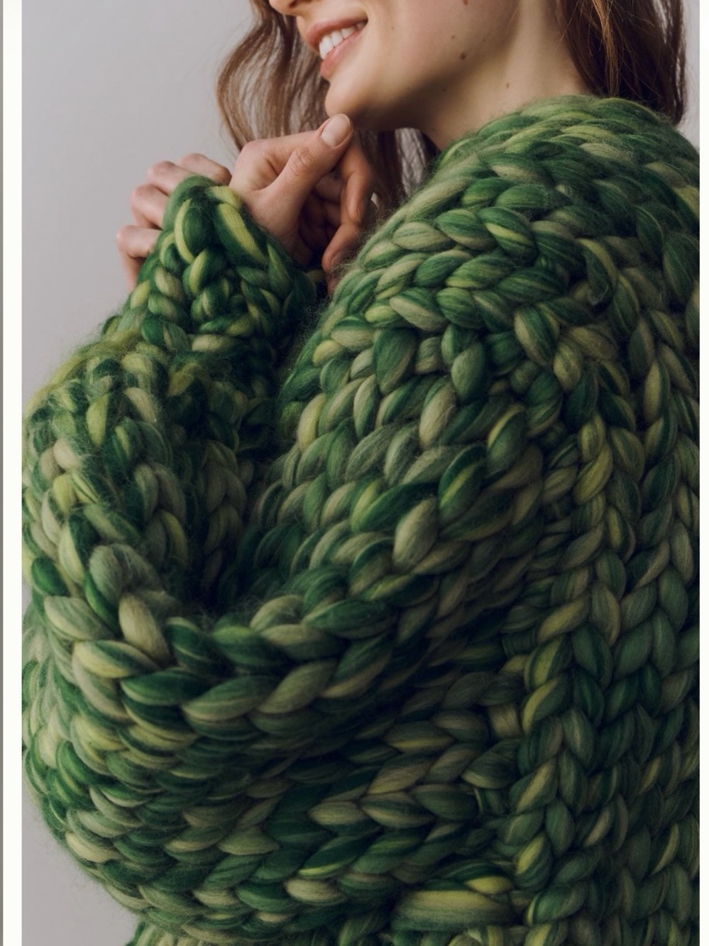 Hope Macaulay Colossal Wool Cardigan. Green - M/L chunky - Picture 3 of 9